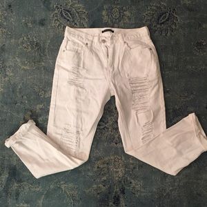 Brandy Melville ripped white boyfriend jeans